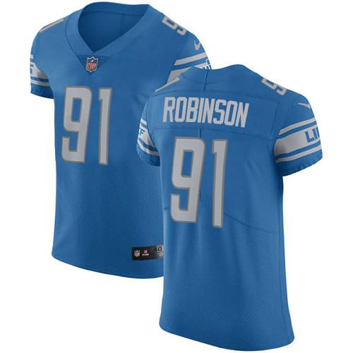 Nike Lions #91 A'Shawn Robinson Blue Team Color Men's Stitched NFL Vapor Untouchable Elite Jersey